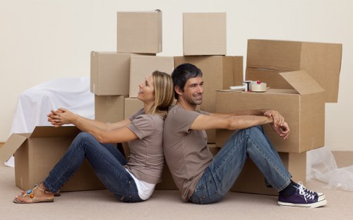 Packing and loading belongings into a removal van