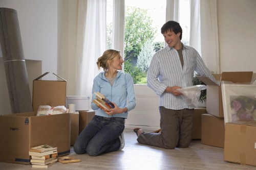 Boxes and luggage prepared for a student relocation in Watford